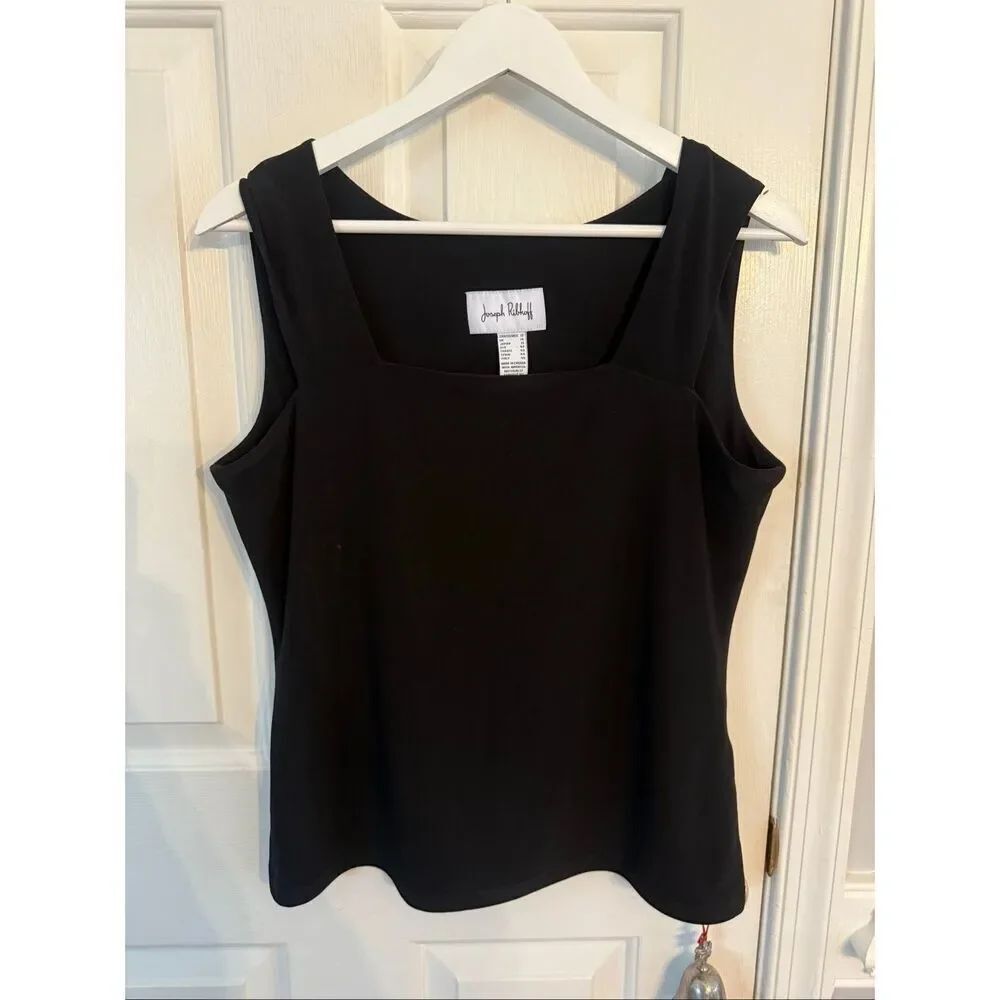 Joseph Ribkoff Black Square Neck Tank Top sz 12 EUC